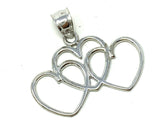 14k White Gold Solid Triple Heart Charm Pendant 1.2 grams