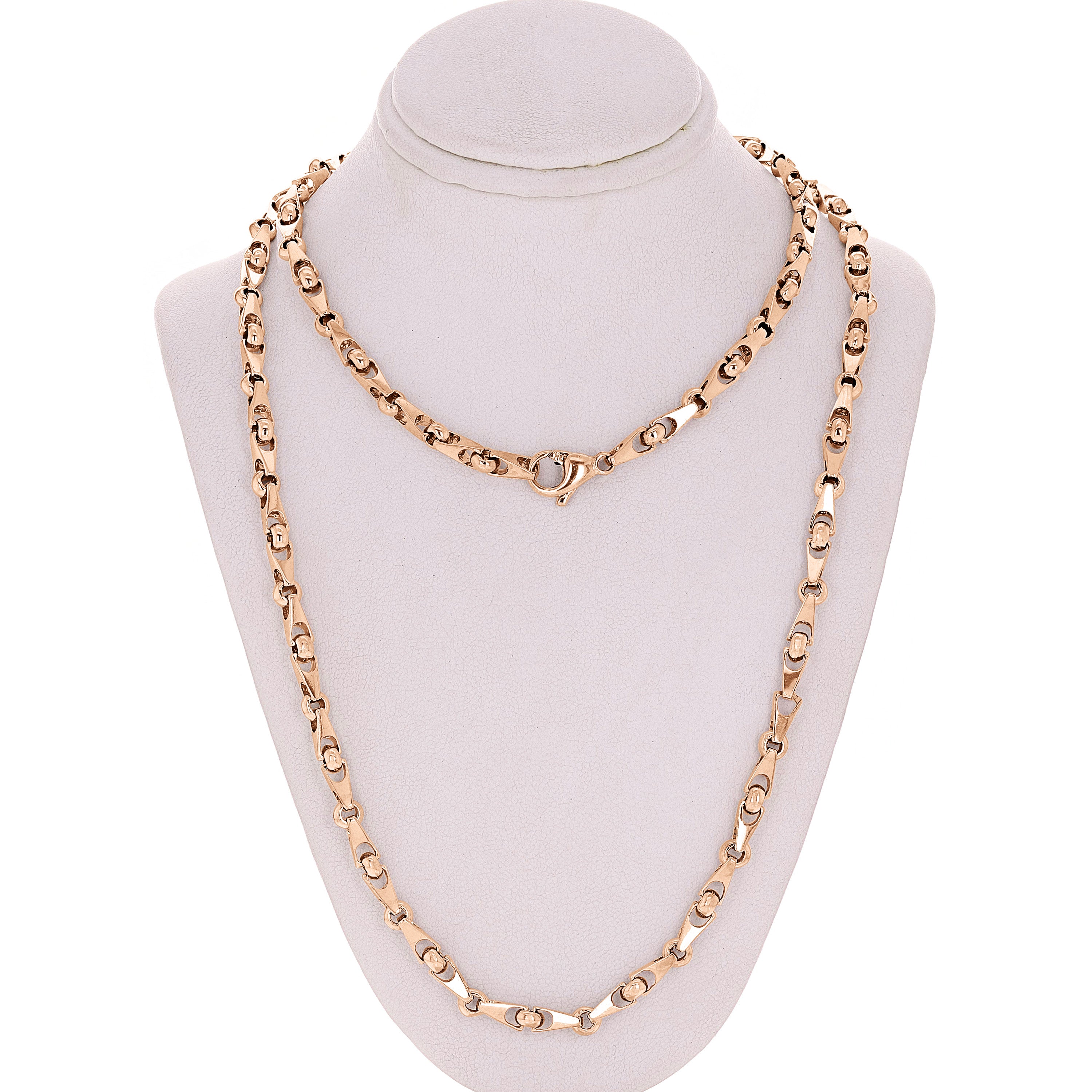 10k Rose Gold Handmade Fashion Link Chain Necklace 20" 4.5mm 33 grams - Rose,20"
