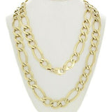 Men's 14k Yellow Gold Solid Figaro Link Chain Necklace 24" 11.25mm 72.3 grams - 24"