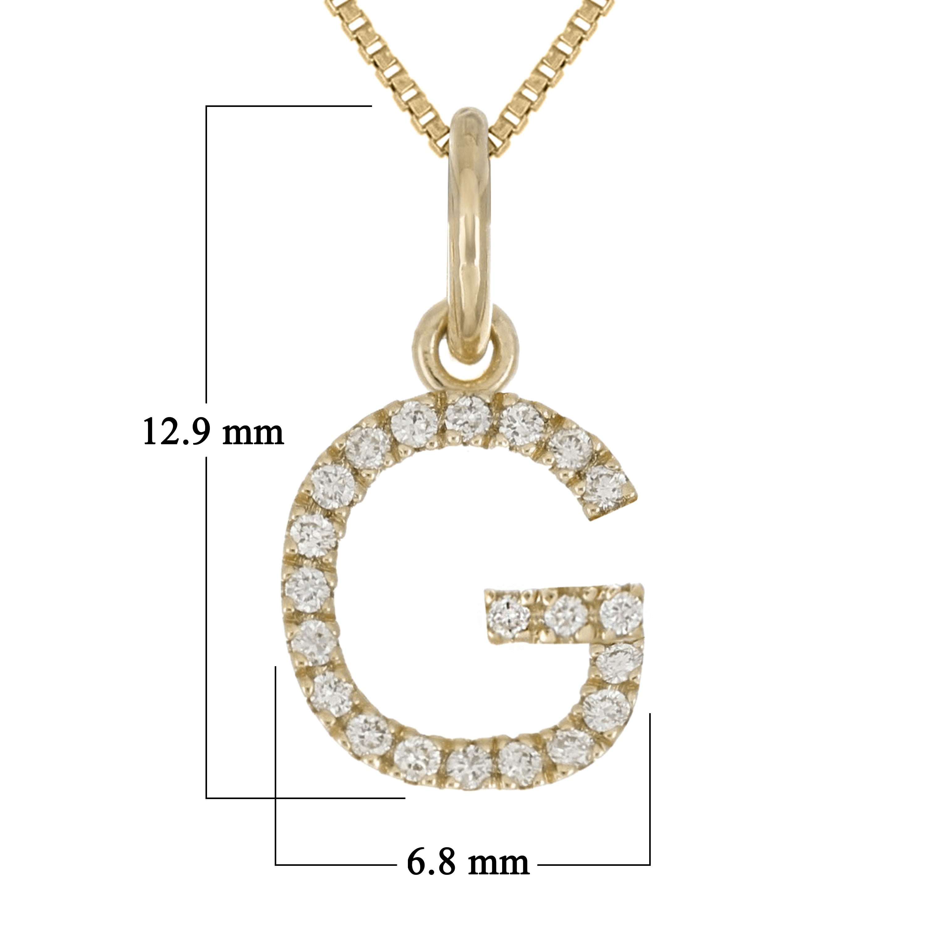 14k Yellow Gold Diamond Initial Letter G Charm Pendant Necklace 18" - Letter G,Yellow