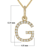 14k Yellow Gold Diamond Initial Letter G Charm Pendant Necklace 18" - Letter G,Yellow