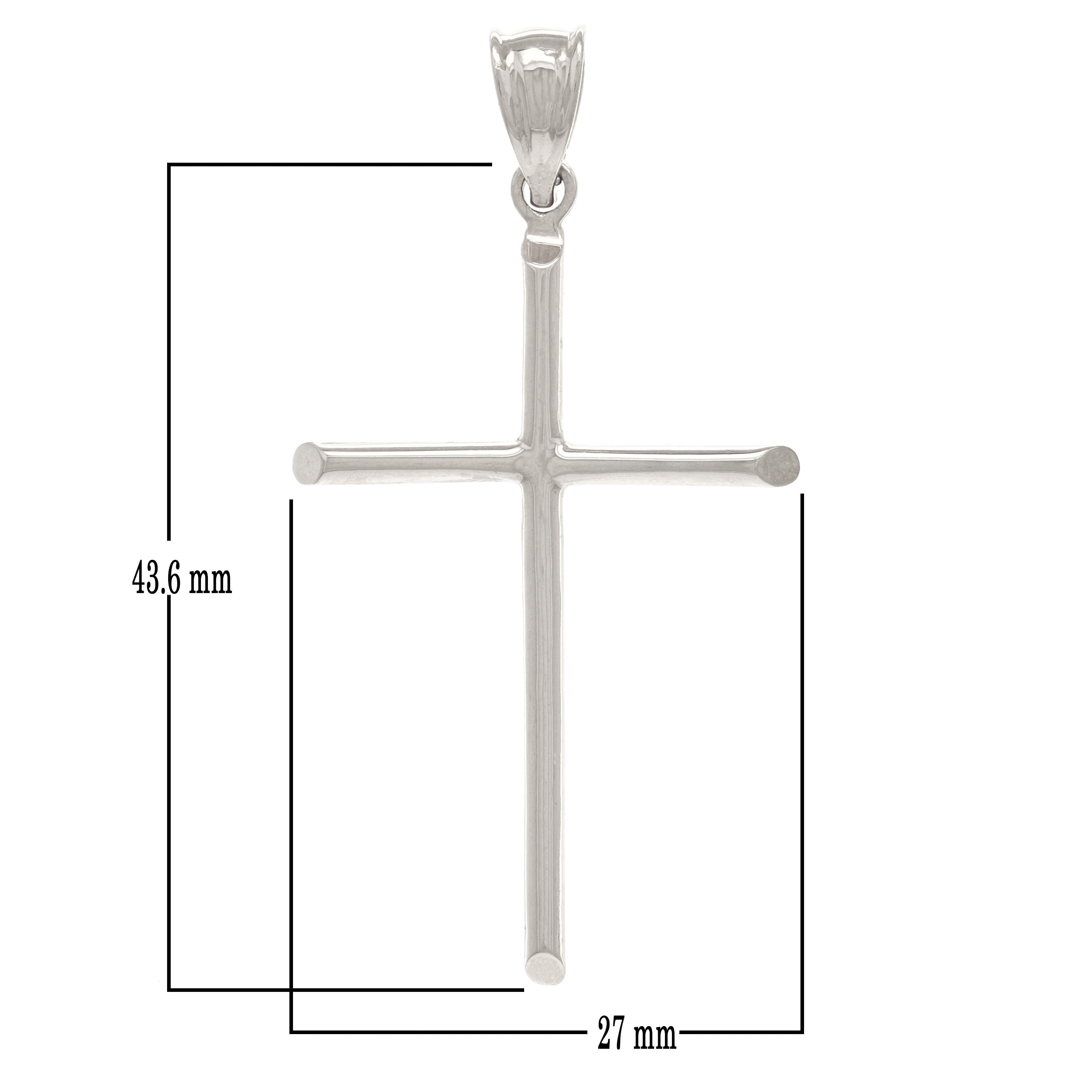 14k White Gold Plain Cross Religious Charm Pendant Large