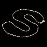 Italian Two Tone Gold Diamond Cut Ball Bead Chain Necklace 16" 2.3 grams
