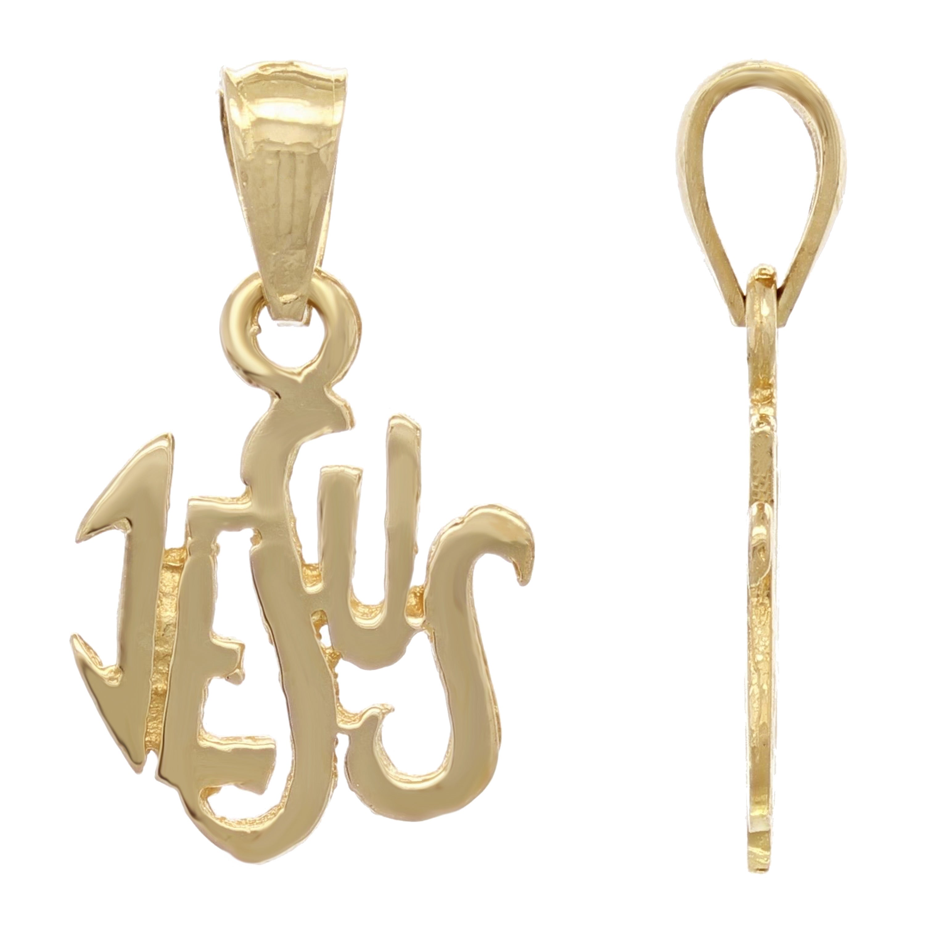 14k Yellow Gold JESUS Charm Pendant 1 gram - Yellow