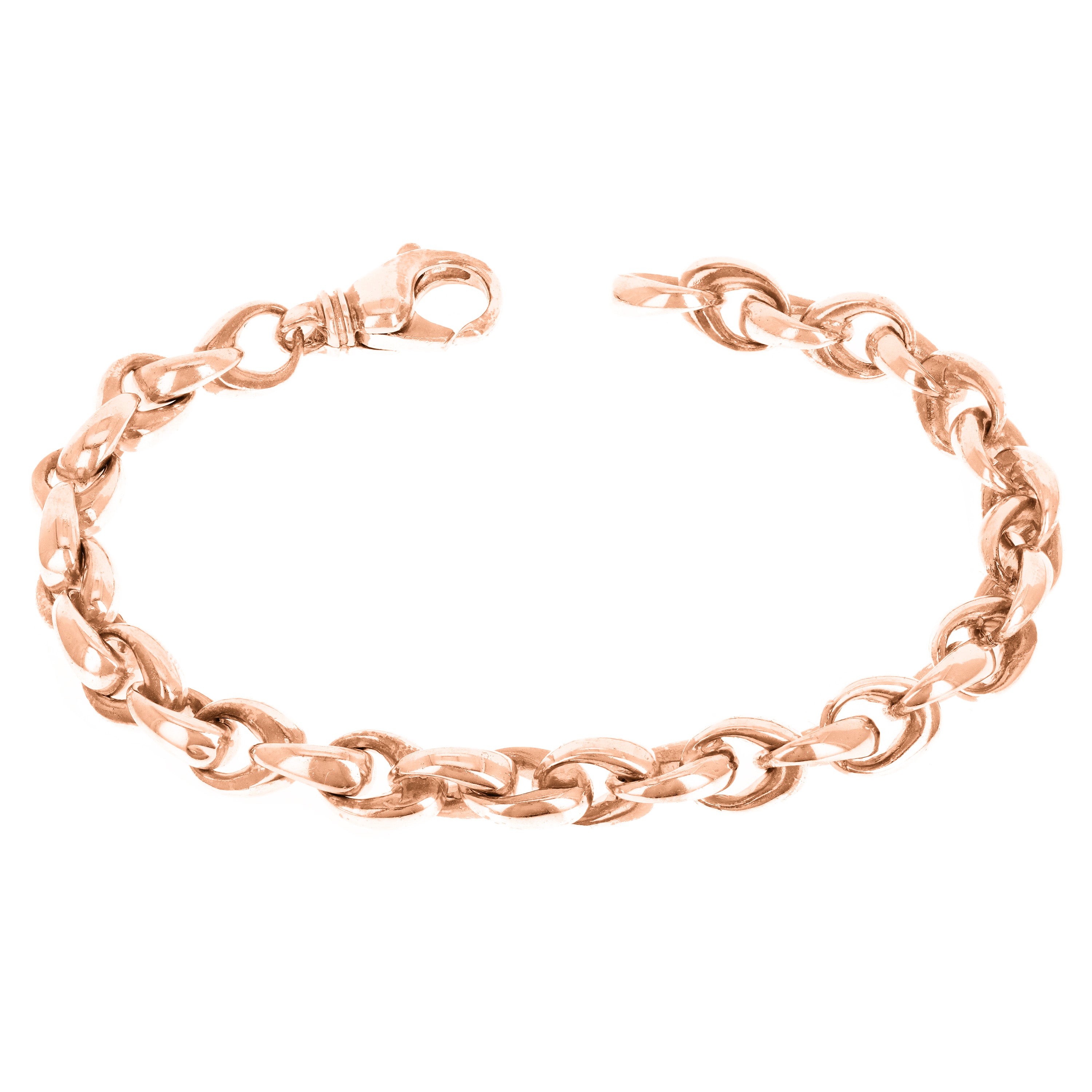 10k Rose Gold Handmade Fashion Link Bracelet 7" 8.4mm 35.1 grams - Rose,7"