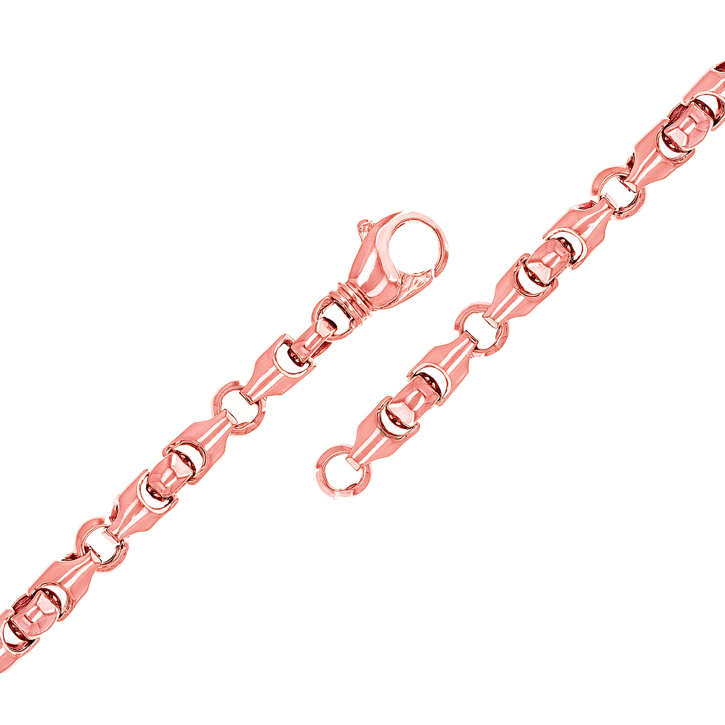 14k Rose Gold Handmade Solid Link Bracelet 7" 4.8mm 17.1 grams - Rose,7"