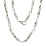 14k White Gold Handmade Fashion Link Necklace 30" 7mm - White,30"