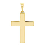 Italian 14k Yellow Gold Hollow 3D Plain Cross Charm Pendant 1.4" 2.2 grams