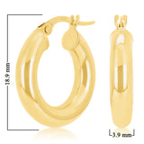 Italian 14k Yellow Gold High Polish Tube Round Hoop Earrings 4mm 0.75" 1.8 grams