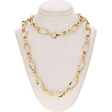 Italian 14k Yellow Gold Hollow Oval Twisted Link Necklace 17.5" - 17"