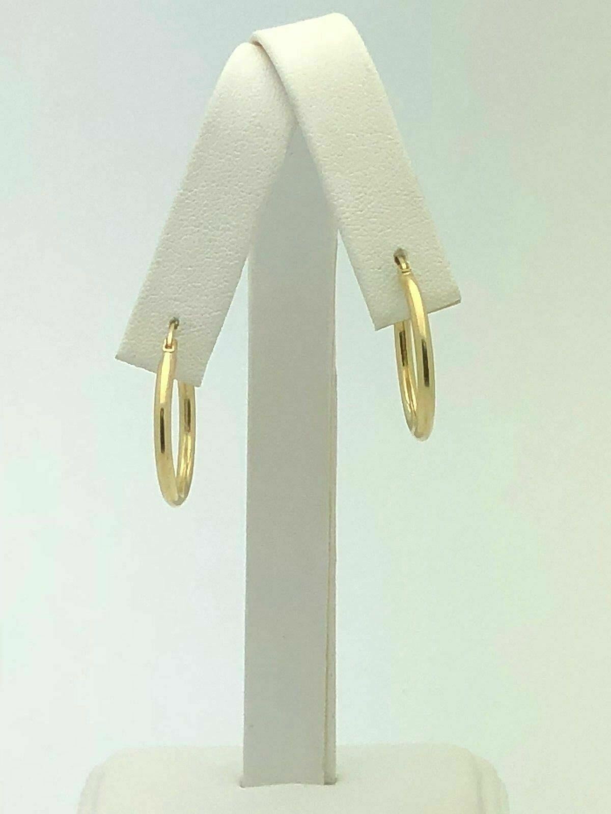 14k Yellow Gold Hollow Round Hoop Loop Earrings 22.3mmx2 mm - 1.5 grams