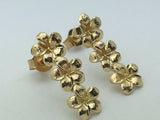14k Yellow Gold Solid Hawaiian Plumeria Flower Drop Earrings 2.1 grams