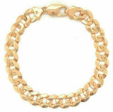 14k Rose Gold Flat Cuban Curb Link Chain Bracelet 7.5" 9mm 15.9 grams - Rose,7.5"