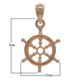 14K Rose Gold Solid 3D Ships Wheel Charm Pendant 19mm x 13.9mm 1.9 grams - Rose