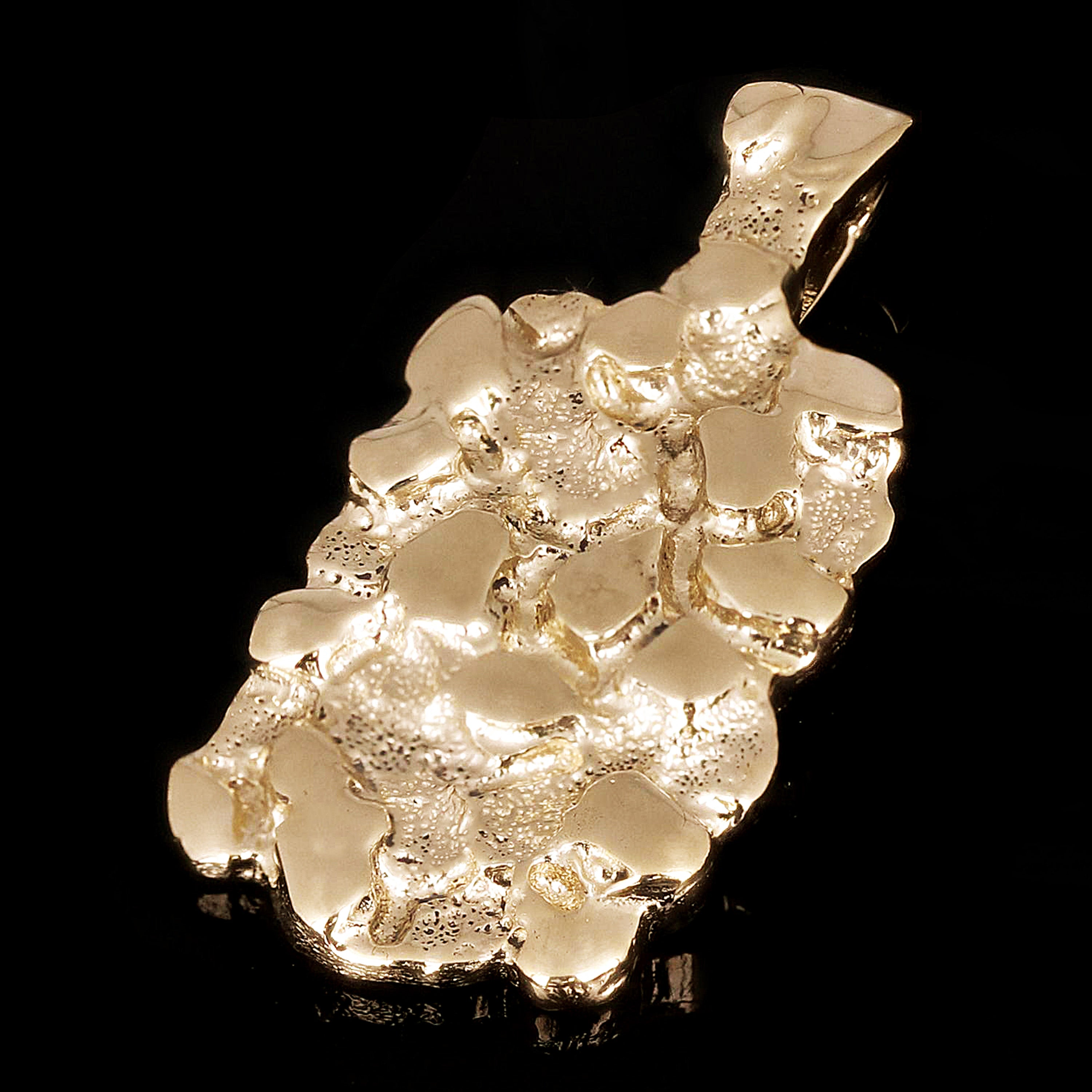 14k Yellow Gold Solid Chunky Rectangle Nugget Charm Pendant 1.4" 11.2 grams