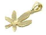14k Yellow Gold Diamond Cut Marijuana Leaves Leaf Weed Charm Pendant 1.1 grams