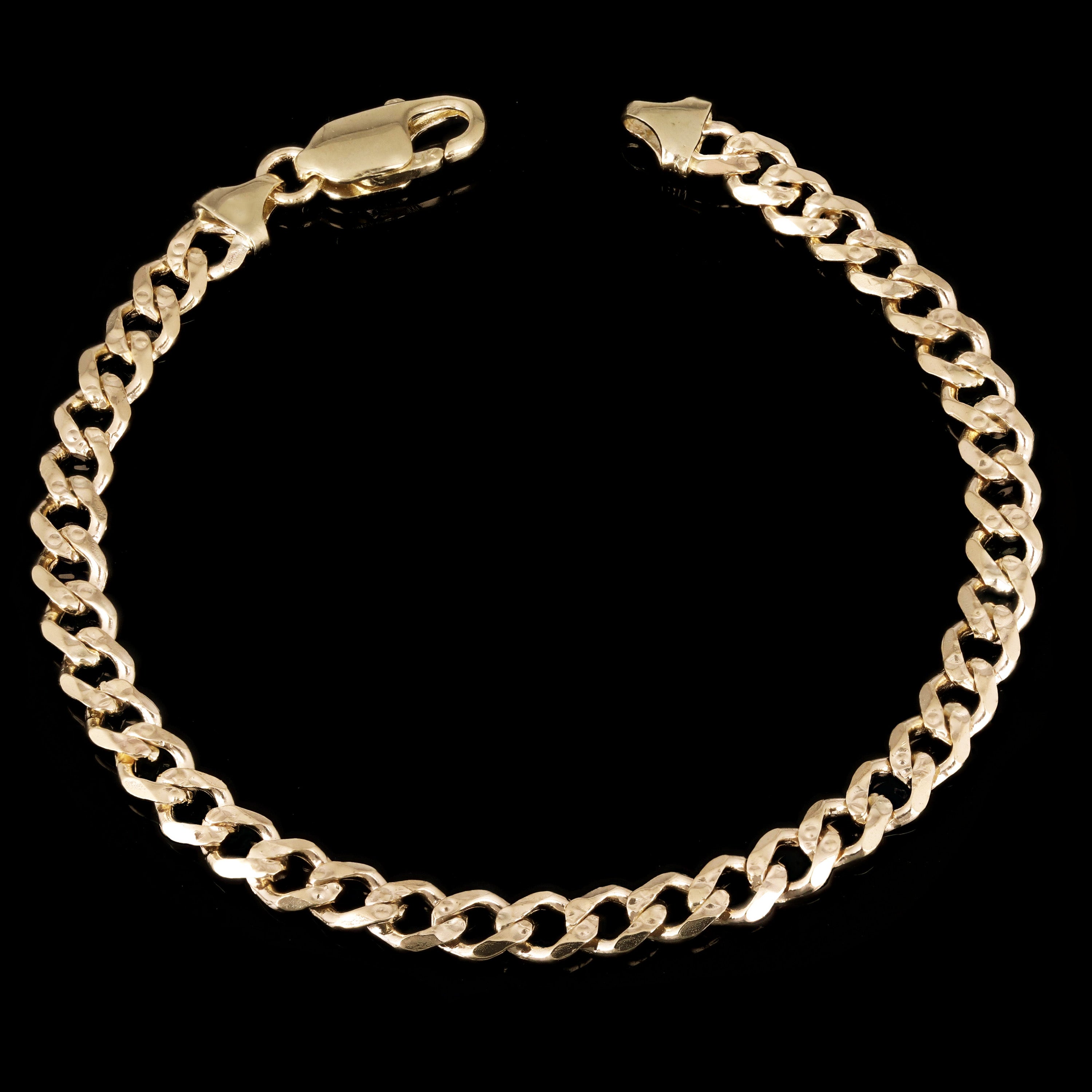 14k Yellow Gold Cuban Yellow Pave Link Chain Bracelet 7" 5.9mm 10 grams - 7"
