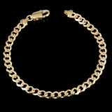 14k Yellow Gold Cuban Yellow Pave Link Chain Bracelet 7" 5.9mm 10 grams - 7"