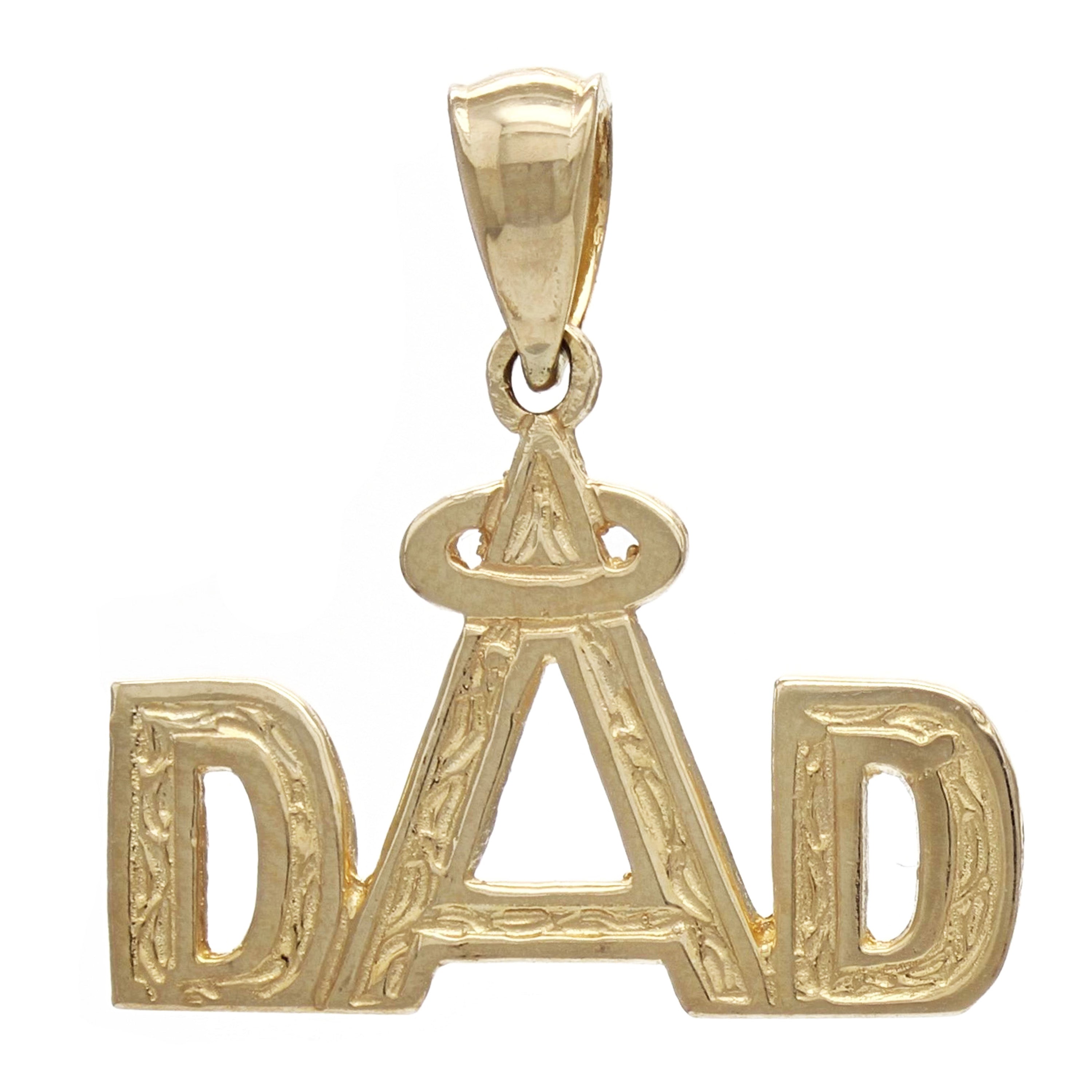 14k Yellow Gold Daddy DAD Charm Pendant Angel Halo Father's Day 1.3 grams - Yellow