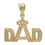 14k Yellow Gold Daddy DAD Charm Pendant Angel Halo Father's Day 1.3 grams - Yellow