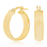 Italian 14k Yellow Gold Round Flat Tube Small Hollow Hoop Earrings 15mmx5mm 1.6g