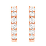 14k Rose Gold 0.75ctw Diamond Oblong Oval U-Shaped Hoop Earrings 15.9mm x 2.7mm