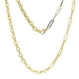 Italian 14k Yellow Gold Oval & Paper Clip Link Chain Necklace 18" 9.2 grams