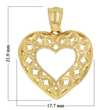14k Yellow Gold 3D Filigree Open Heart Charm Pendant 2.3grams