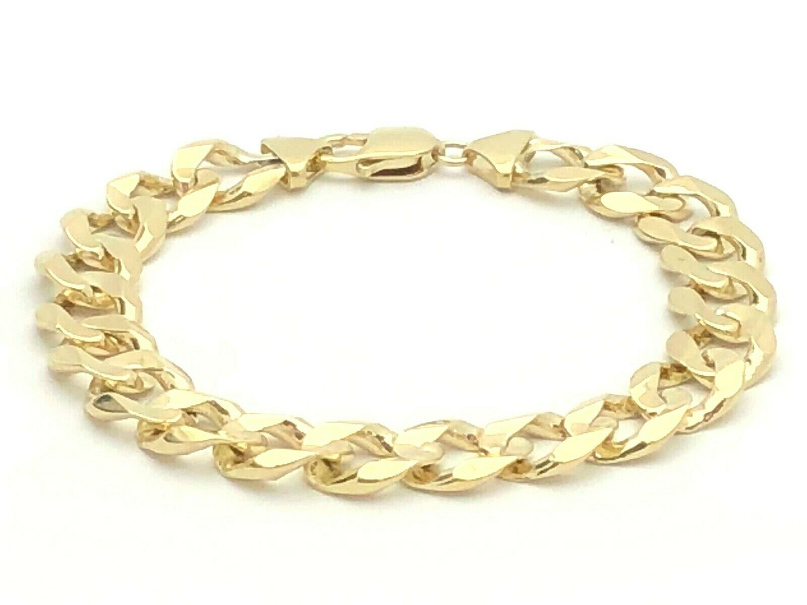 Men's 14k Solid Yellow Gold Flat Cuban Bracelet Link Chain 8" 12.5mm 40 grams - Yellow,8"