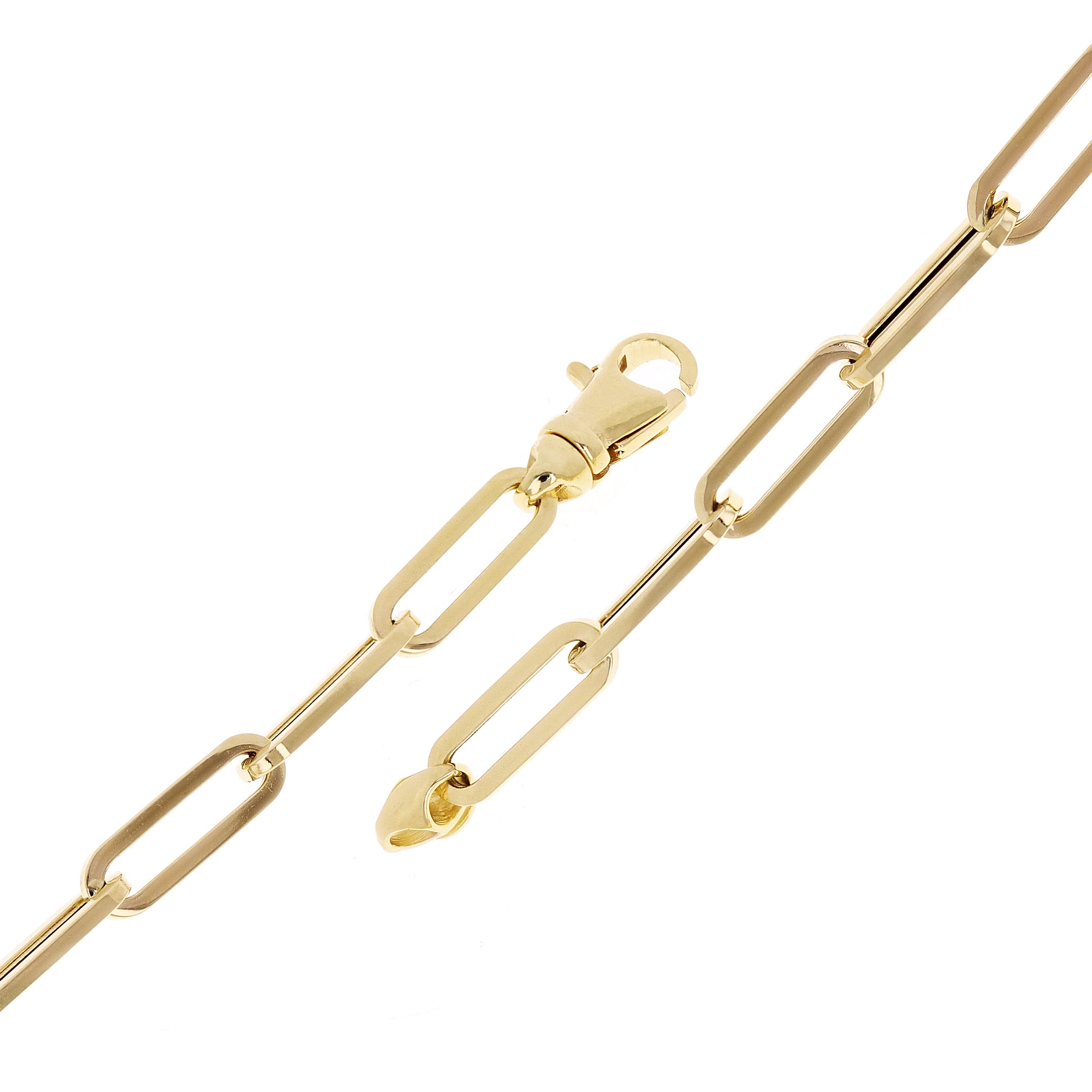 Italian 14k Yellow Gold Hollow Paper Clip Chain Bracelet 7.75" 4.9mm 4.5 grams - 7.75" 4.5 grams