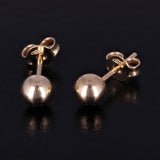 Italian 14k Yellow Gold Shiny Classic Medium Round Bead Ball Stud Earrings 5mm - 5 mm