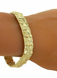 10k Yellow Gold Solid Nugget Bracelet Adjustable 8"- 8.5" 12.3mm 30 grams
