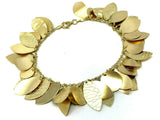 Italian 14k Yellow Gold Round and Leaves Shape Charm Bracelet 7.5" 13 grams