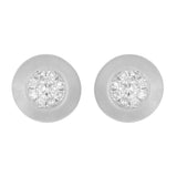 14k White Gold Satin Finish 0.26ctw Diamond Modern Bezel Stud Earrings