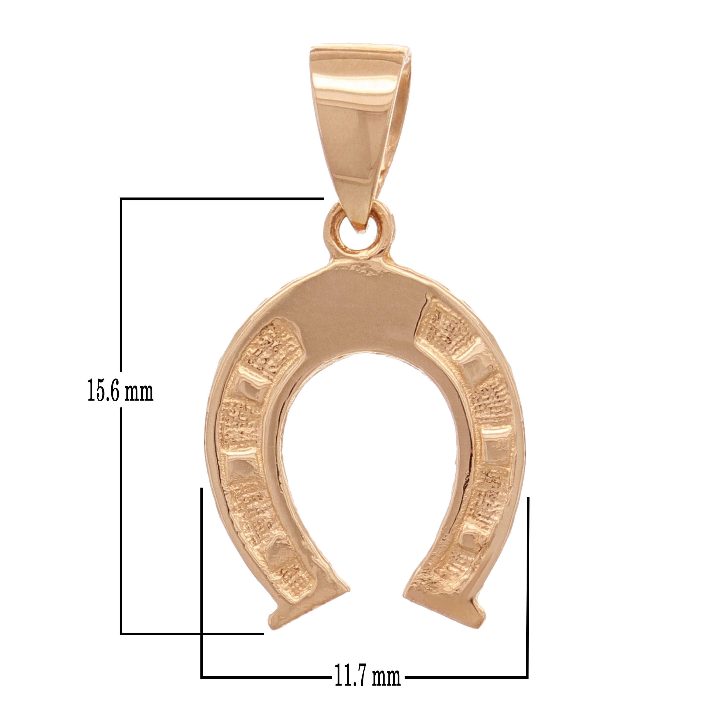 14k Rose Gold Solid Small Horse Shoe Charm Pendant 0.9 gram - Rose