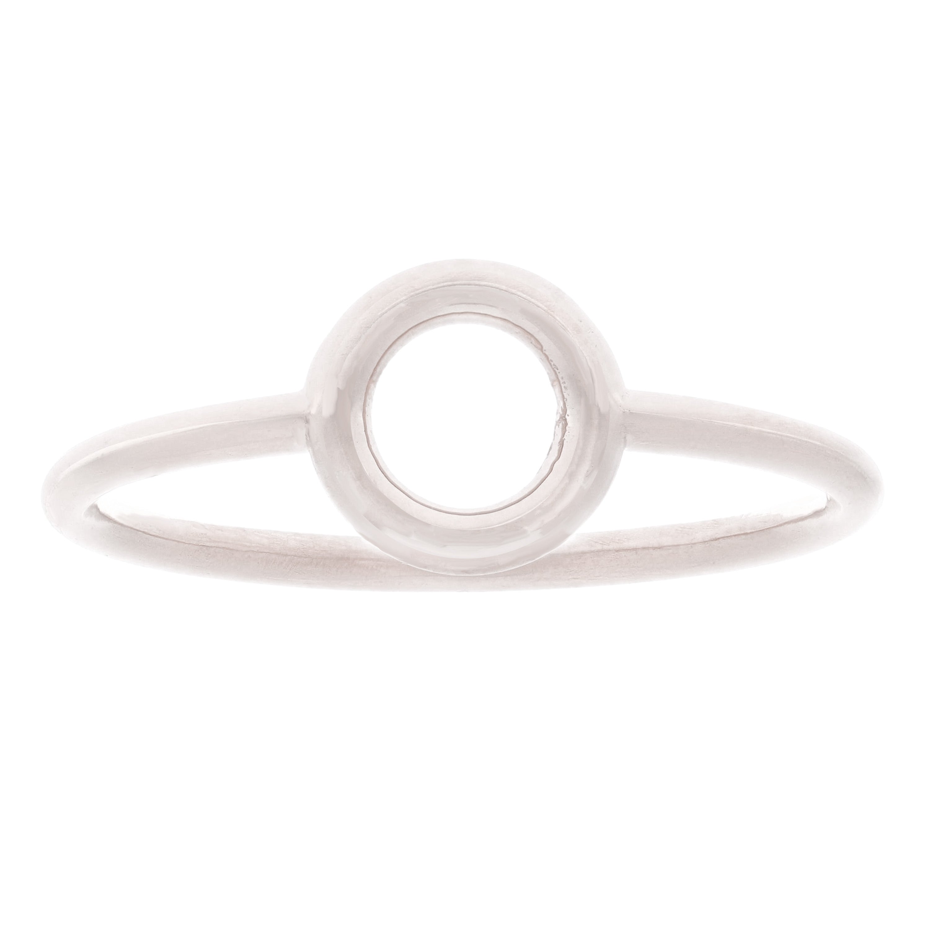 14k White Gold Bright Polished Open Circle Stackable Ring Size 7 - White