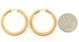 925 Sterling Silver Gold Plated Hoop Loop Hollow Earrings 1.35" 3.75mm 4.6 grams