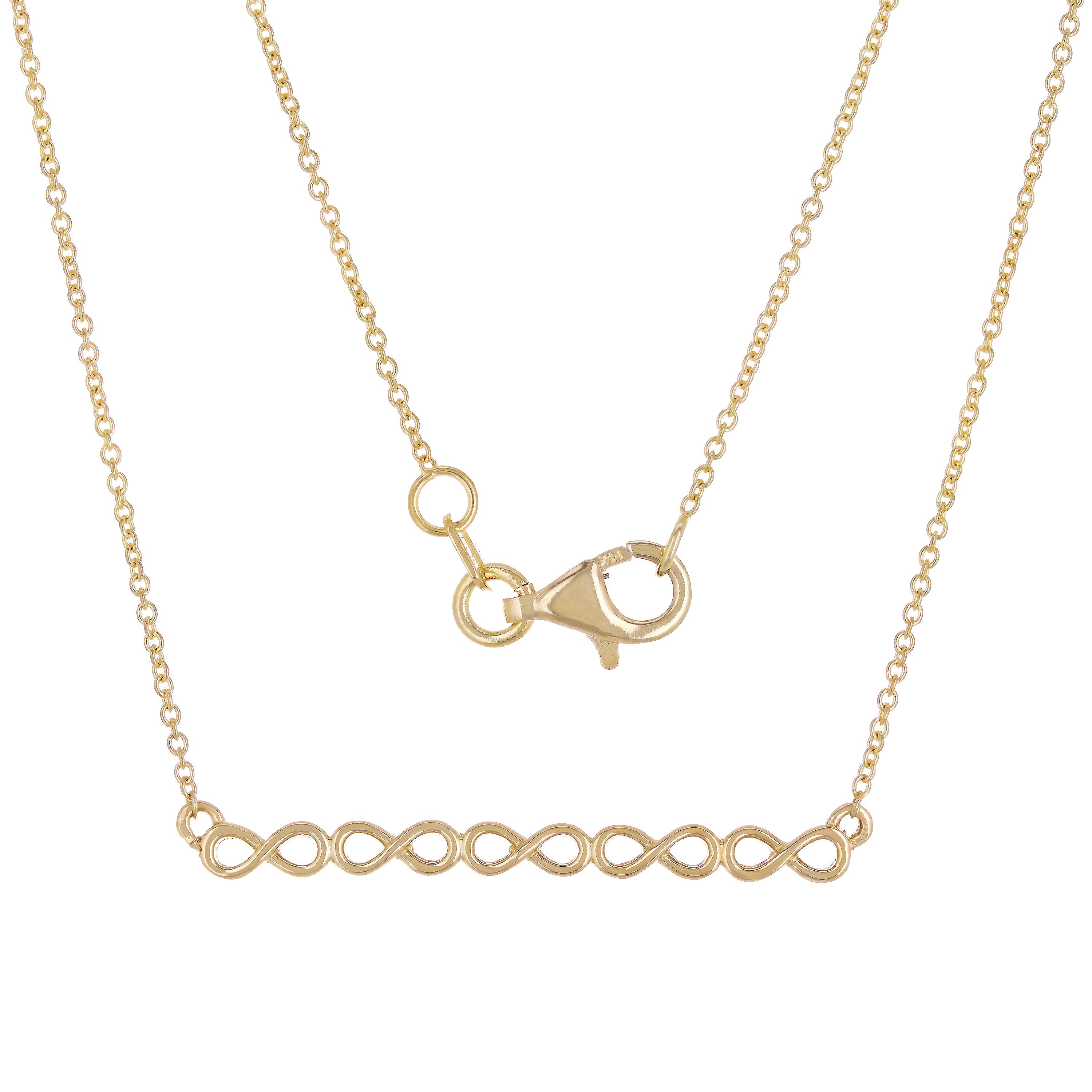 14k Yellow White or Rose Gold Infinity Symbol Bar Necklace 20"