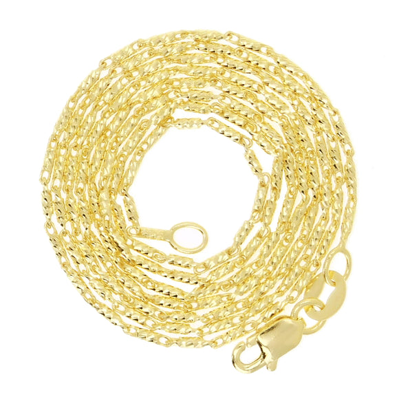 Italian 14k Yellow Gold Solid Diamond Cut Raso Chain Necklace  16