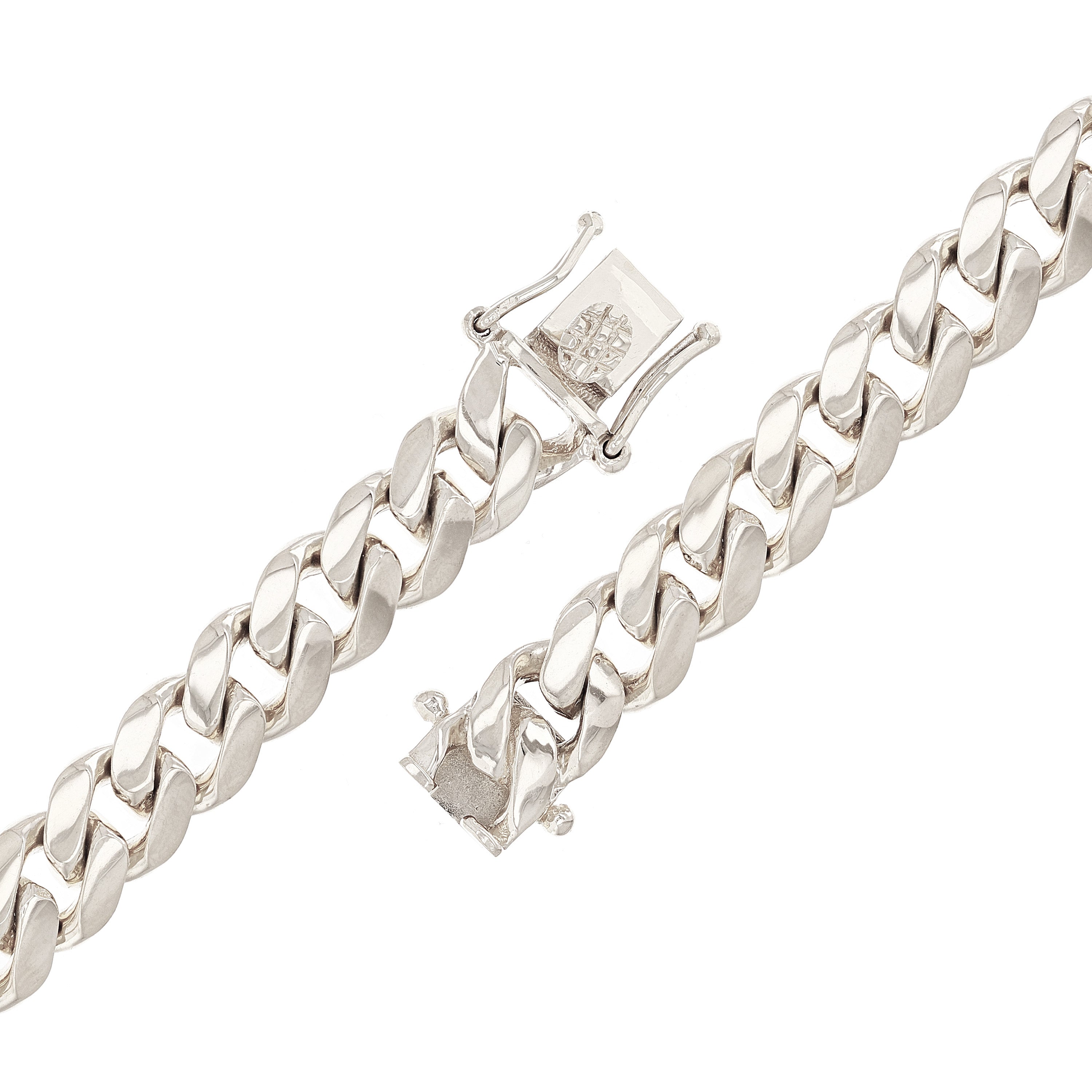 10k White Gold Solid Heavy Miami Cuban Chain Link Bracelet 8" 10 mm 52 grams with Box Clasp - White,8"