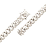 10k White Gold Solid Heavy Miami Cuban Chain Link Bracelet 8" 10 mm 52 grams with Box Clasp - White,8"