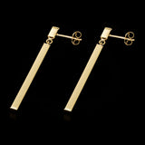 Italian 14k Yellow Gold Square Vertical Bar Dangle Drop Earrings 1.8" 2.1 grams