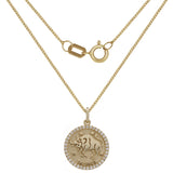 14k Yellow Gold Diamond Zodiac Sign Taurus Pendant Necklace 18" - Taurus,Yellow