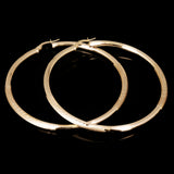 Italain 14k Yellow Gold Polished & Sand Finish Round Hoop Earrings 2.3" 3mm 4.6g
