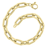 Italian 14k Yellow Gold Hollow Paper Clip Chain Bracelet 7.75" 8mm 8.6 grams
