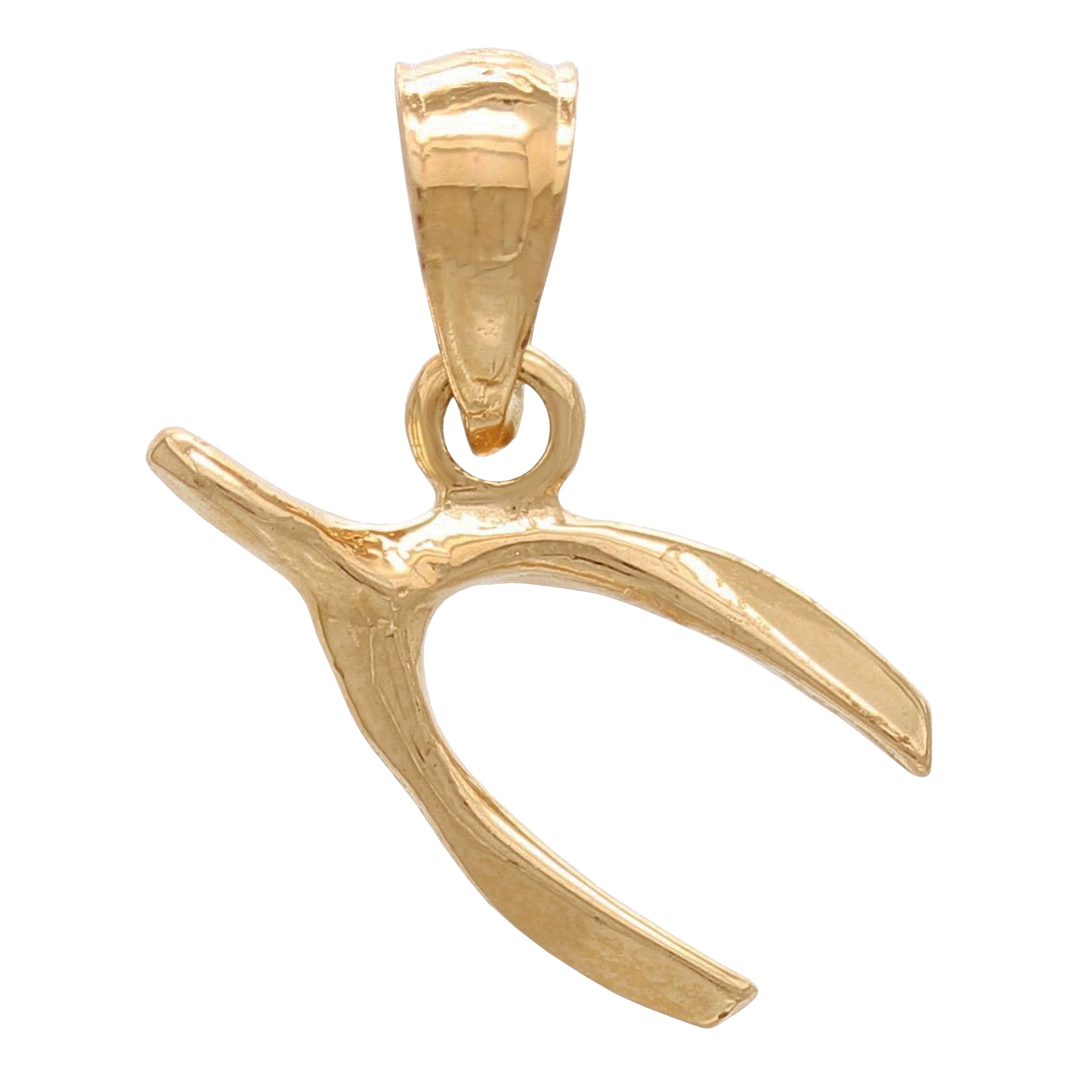 14k Yellow White or Rose Gold Wish Bone Charm Pendant