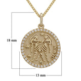 14k Yellow Gold Diamond Zodiac Sign Gemini Pendant Necklace 18" - Gemini,Yellow