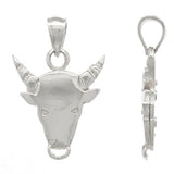 14k White Gold Bull Taurus Zodiac Sign Charm Pendant 3.7 grams - White