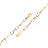 Italian 14k Yellow Gold Hollow Paper Clip Link Bracelet 7" 3.2mm 1.7 grams - Yellow,7"