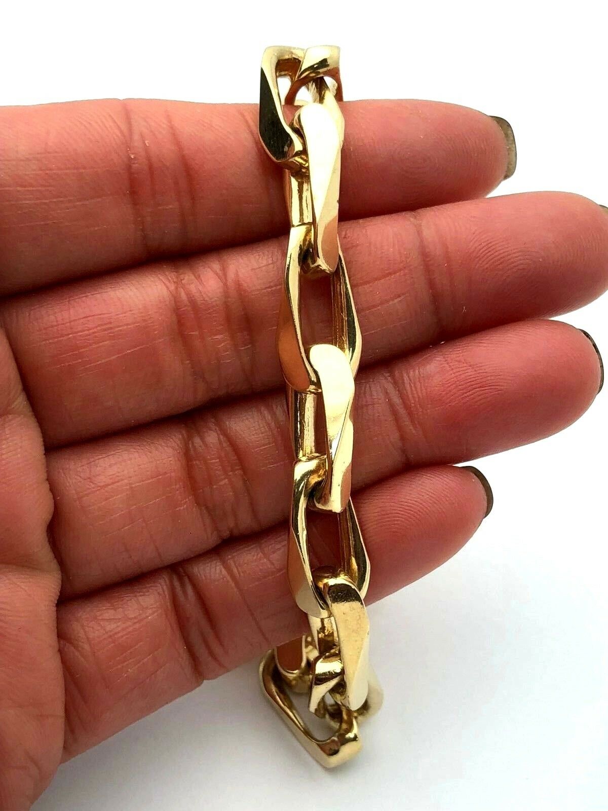 14k Yellow Gold Solid Handmade Fashion Link Chain Bracelet 8.5" 8.6mm 46.3 grams